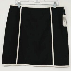INC International Concepts Black Stretch Skirt with Contrast Trim – Size 12 New